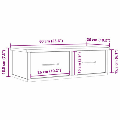 Vegghylle Svart Eik 60x26x18,5cm
