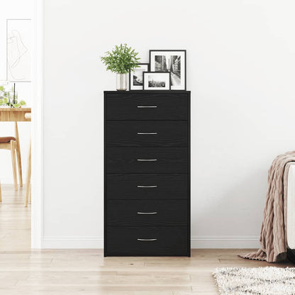 Kommode Svart Eik med 6 skuffer 50x34x96 cm