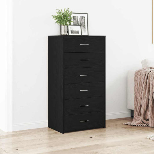 Kommode Svart Eik med 6 skuffer 50x34x96 cm