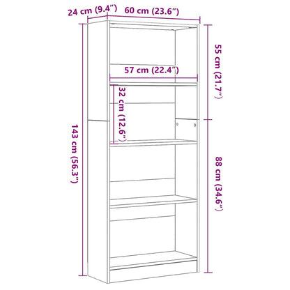 Bokhylle Svart eik 60 x 24 x 143 cm Konstruert tre
