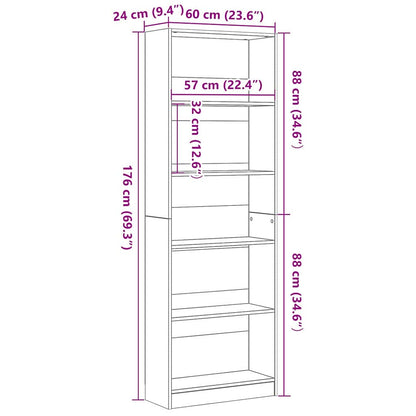 Bokhylle Svart eik 60 x 24 x 176 cm Konstruert tre