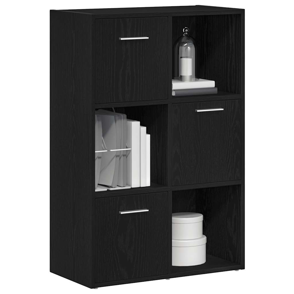 Bokhylle/romdeler svart eik 60,5x30x90 cm konstruert tre