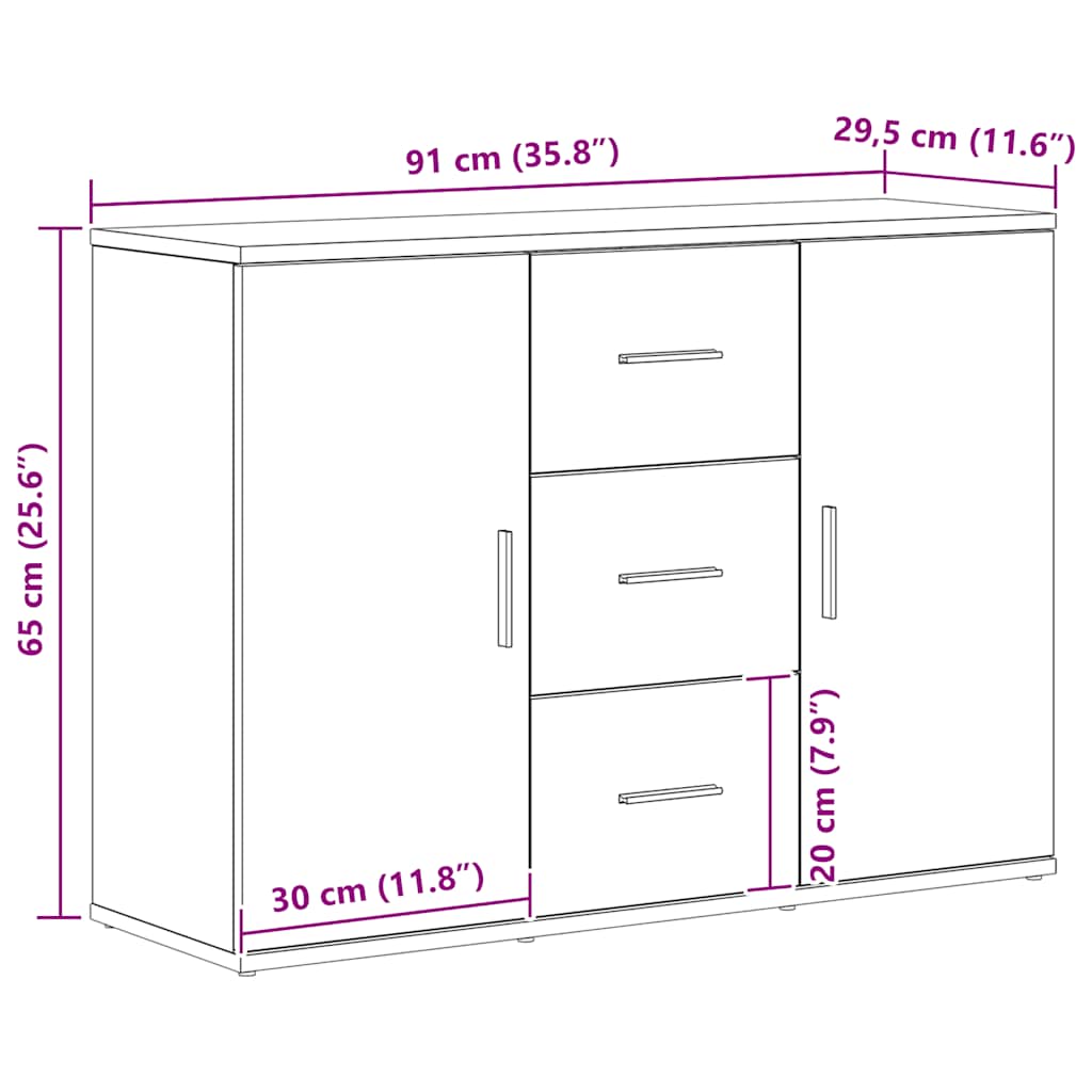 Skjenk Svart Eik 91x29,5x65 cm