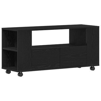 TV-Møbel Svart Eik TV-benk med hjul 102x34,5x43 cm