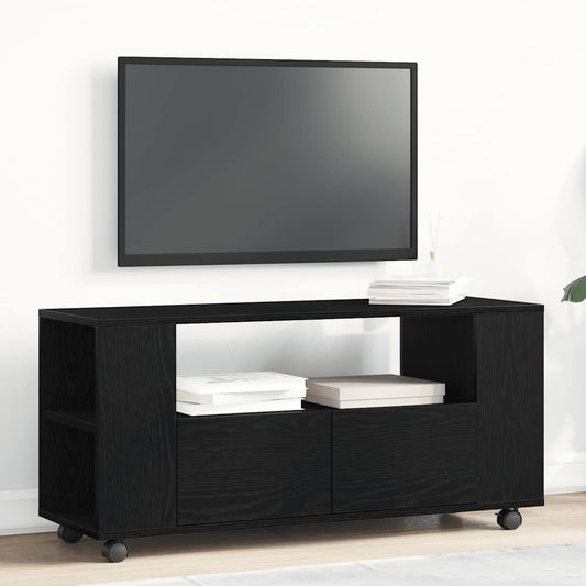 TV-Møbel Svart Eik TV-benk med hjul 102x34,5x43 cm