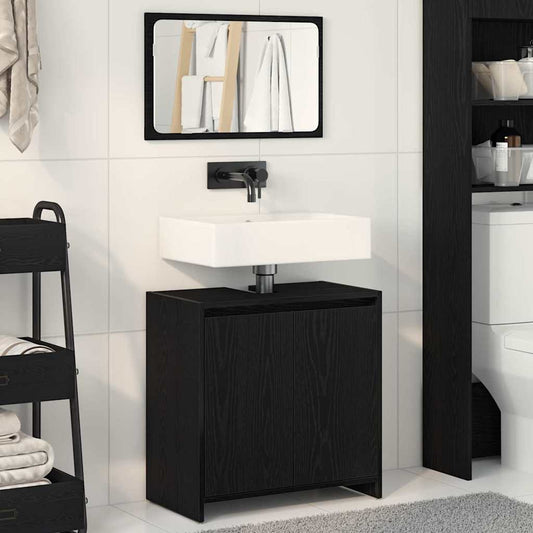 Badekabinett med dør Svart Eik 60 x 33 x 61 cm Konstruert tre