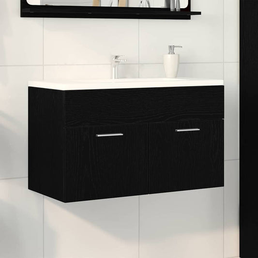 Badevaskskap Sort Eik 80x38,5x46 cm laget av tre