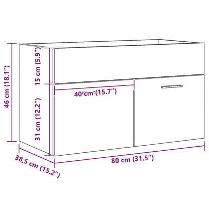 Badevaskskap Sort Eik 80x38,5x46 cm laget av tre