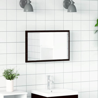 Baderomsspeil med LED-lys svart eik 60x8,5x37 cm