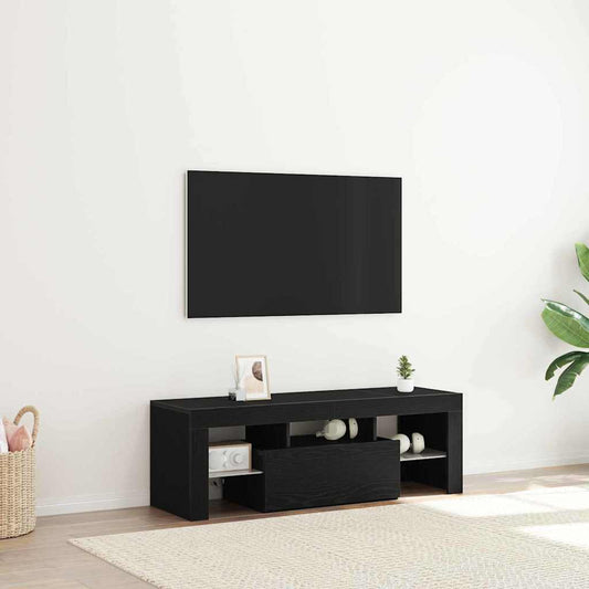 TV-Møbel Svart Eik TV-benk med LED-lamper 120x35x40 cm