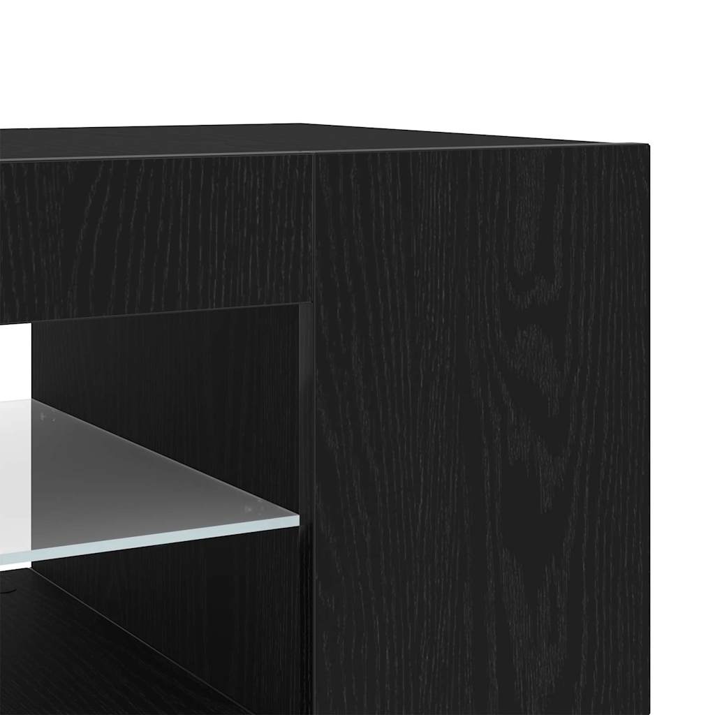 TV-Møbel Svart Eik TV-skap med LED-lys i, 135x39x30 cm, lagd av