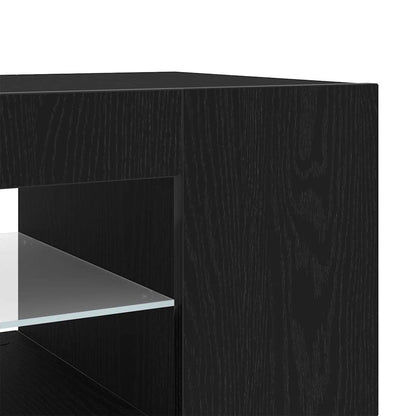TV-Møbel Svart Eik TV-skap med LED-lys i, 135x39x30 cm, lagd av