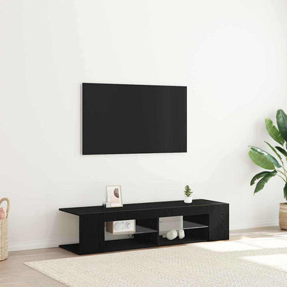 TV-Møbel Svart Eik TV-skap med LED-lys i, 135x39x30 cm, lagd av