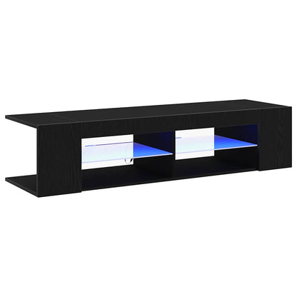 TV-Møbel Svart Eik TV-skap med LED-lys i, 135x39x30 cm, lagd av