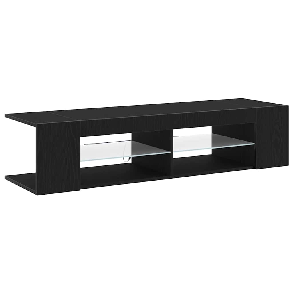 TV-Møbel Svart Eik TV-skap med LED-lys i, 135x39x30 cm, lagd av