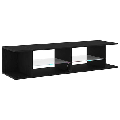 TV-Møbel Svart Eik TV-skap med LED-lys i, 135x39x30 cm, lagd av