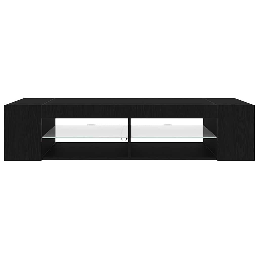 TV-Møbel Svart Eik TV-skap med LED-lys i, 135x39x30 cm, lagd av