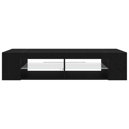 TV-Møbel Svart Eik TV-skap med LED-lys i, 135x39x30 cm, lagd av