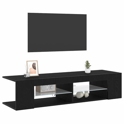 TV-Møbel Svart Eik TV-skap med LED-lys i, 135x39x30 cm, lagd av