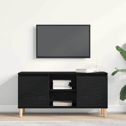 TV-Møbel Svart Eik TV-benk med trebein 102x35x50 cm