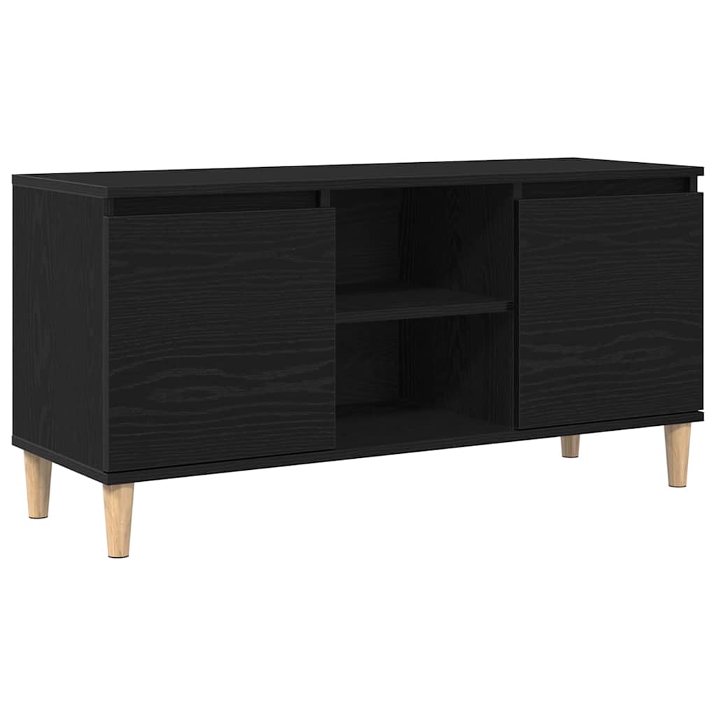 TV-Møbel Svart Eik TV-benk med trebein 102x35x50 cm