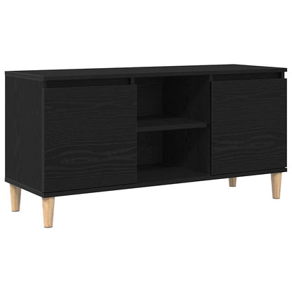 TV-Møbel Svart Eik TV-benk med trebein 102x35x50 cm