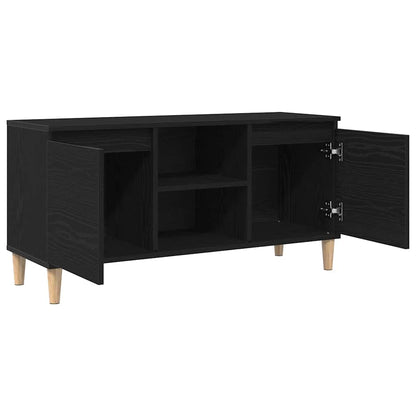 TV-Møbel Svart Eik TV-benk med trebein 102x35x50 cm