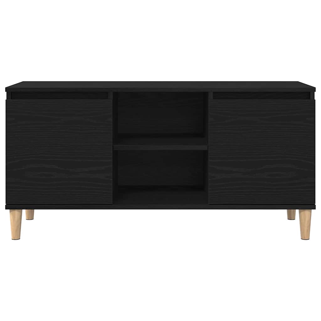 TV-Møbel Svart Eik TV-benk med trebein 102x35x50 cm
