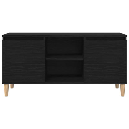 TV-Møbel Svart Eik TV-benk med trebein 102x35x50 cm