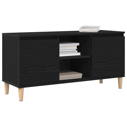 TV-Møbel Svart Eik TV-benk med trebein 102x35x50 cm