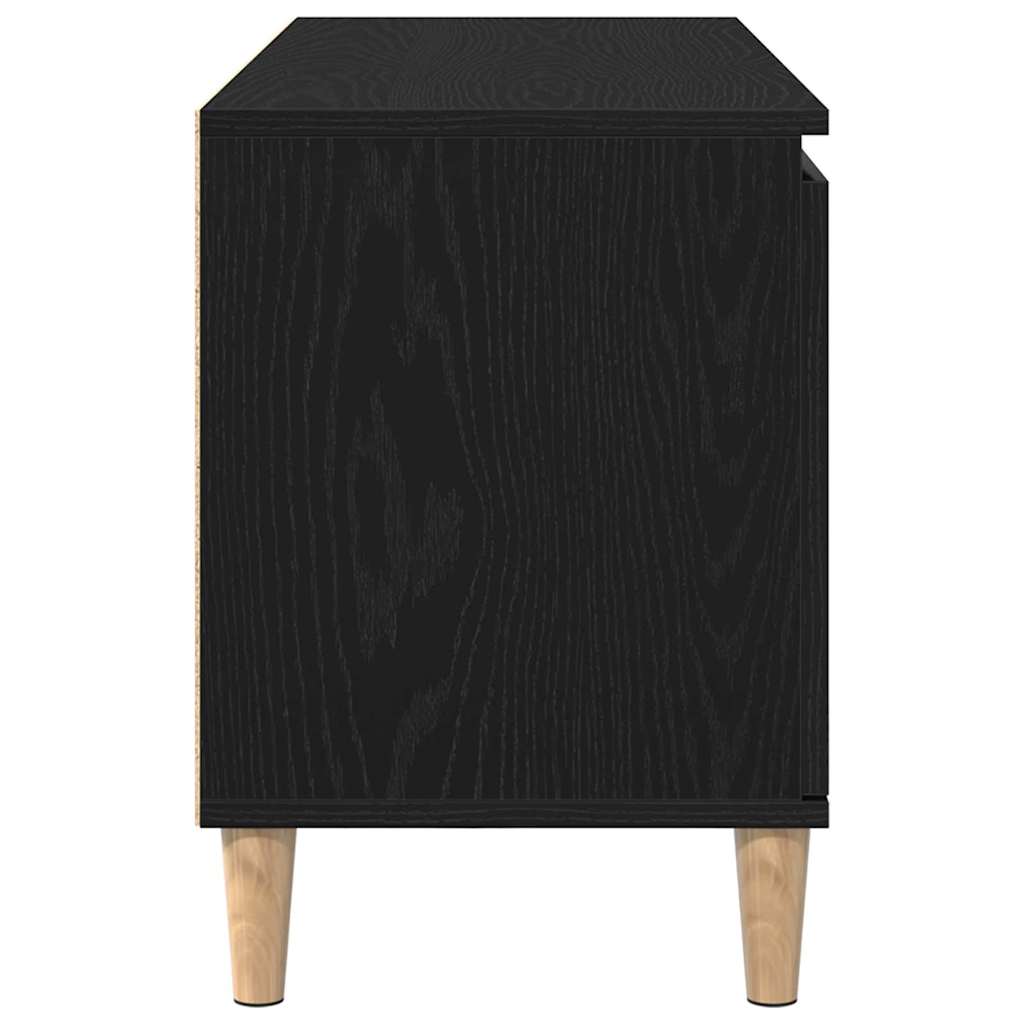 TV-Møbel Svart Eik TV-benk med trebein 102x35x50 cm