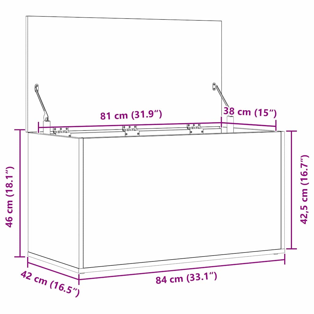 Oppbevaringskiste i Svart Eik 84x42x46 cm