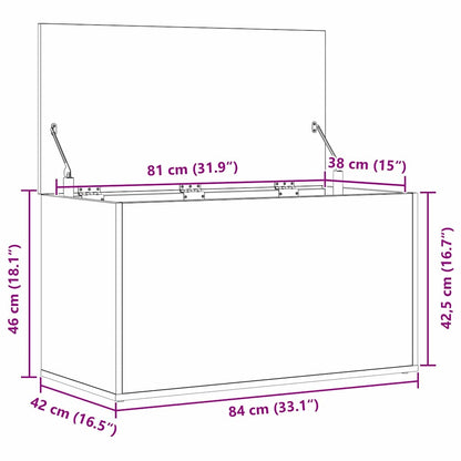 Oppbevaringskiste i Svart Eik 84x42x46 cm