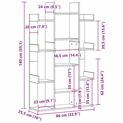 Bokhylle Svart Eik 86x25,5x140 cm Lagd av Tre