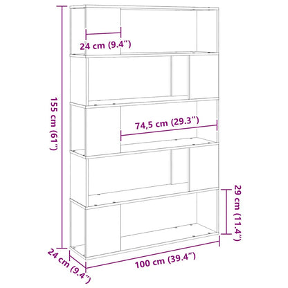 Bokhylle Svart Eik 100x24x155 cm Laget av Tre