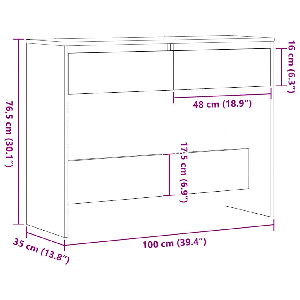Avlastningsbord konsollbord Svart Eik 100x35x76.5 cm