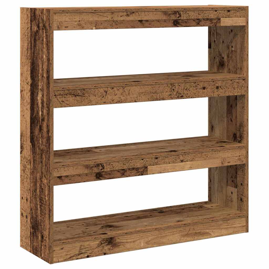 Bokhylle Brun Romdeler - Rustikk Tre - 100x30x103cm -