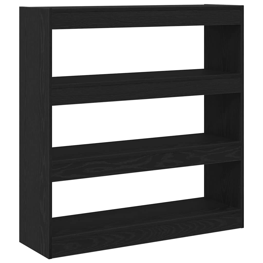 Bokhylle Svart Eik Romdeler 100x30x103cm
