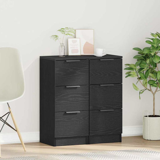 Sidebord Svart Eik 2 stk 30x30x70 cm