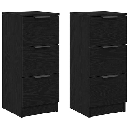 Sidebord Svart Eik 2 stk 30x30x70 cm