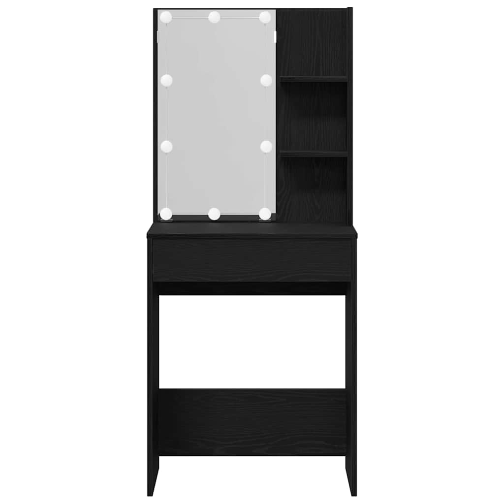 Sminkebord Svart Eik LED 60x40x140 cm,