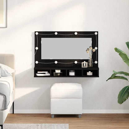 Baderomsspeil LED Speilkabinett i Svart Eik - 90x31.5x62 cm
