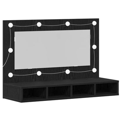 Baderomsspeil LED Speilkabinett i Svart Eik - 90x31.5x62 cm