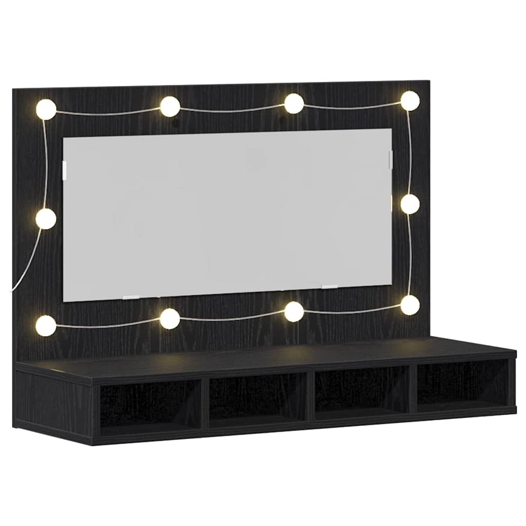 Baderomsspeil LED Speilkabinett i Svart Eik - 90x31.5x62 cm