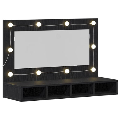 Baderomsspeil LED Speilkabinett i Svart Eik - 90x31.5x62 cm