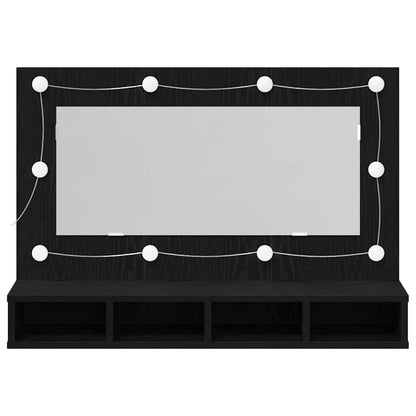 Baderomsspeil LED Speilkabinett i Svart Eik - 90x31.5x62 cm