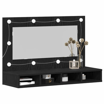 Baderomsspeil LED Speilkabinett i Svart Eik - 90x31.5x62 cm