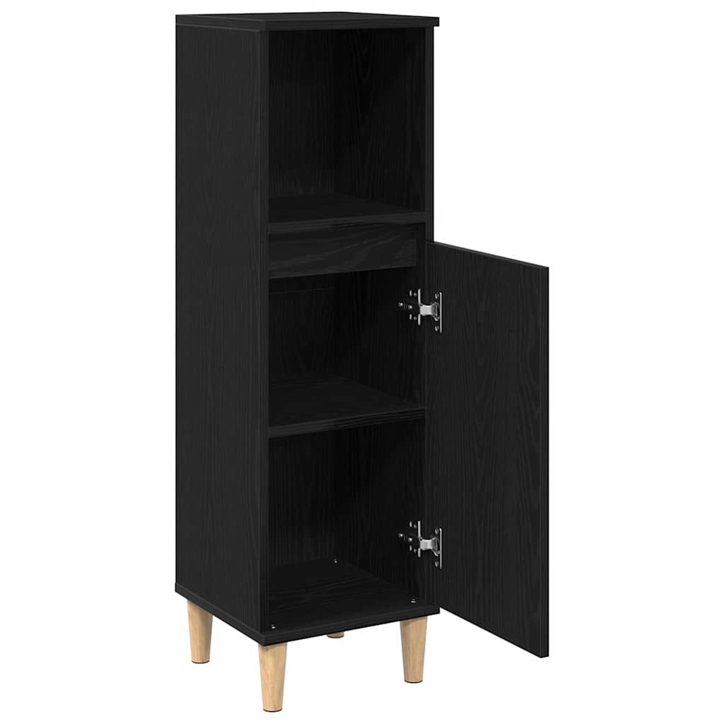 Baderomskap med dør Svart Eik 30 x 30 x 100 cm Konstruert tre
