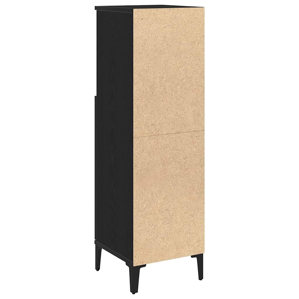 Baderomsskap Svart Eik 30x30x100 cm Konstruert tre