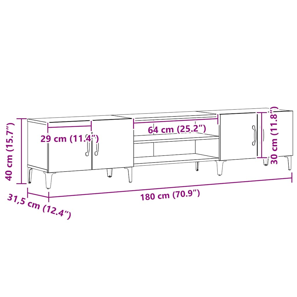 TV-Møbel Svart Eik TV-benk 180x31,5x40 cm